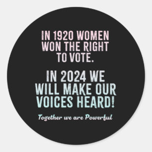 Adesivo Redondo Votação das eleições de 2024 para as mulheres sufr