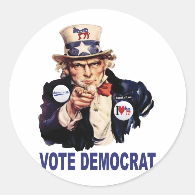 ADESIVO REDONDO VOTAÇÃO DEMOCRATA (Frente)