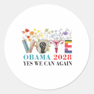 Adesivo Redondo Votação Floral Obama 2028 Vamos Corrigir Este Pres