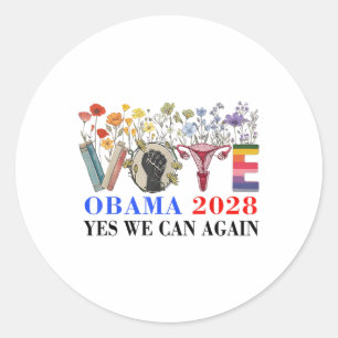Adesivo Redondo Votação Floral Obama 2028 Vamos Corrigir Este Pres