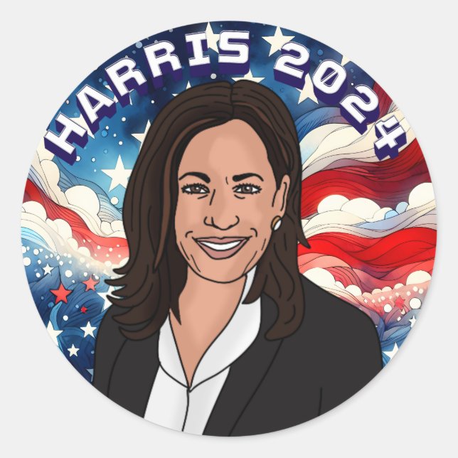 Adesivo Redondo Votação para Kamala Harris 2024 (Frente)