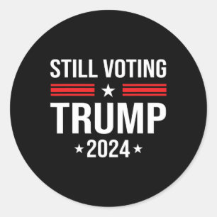 Adesivo Redondo Votando Trump 2024 Patriotic American Flag 1
