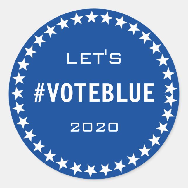 Adesivo Redondo Votar Blue American Flag Theme Custom (Frente)
