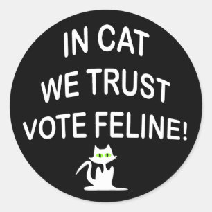 Adesivo Redondo Votar Cat com Texto Branco