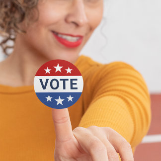 Adesivo Redondo Votar Eleições Vermelhas e Azuis