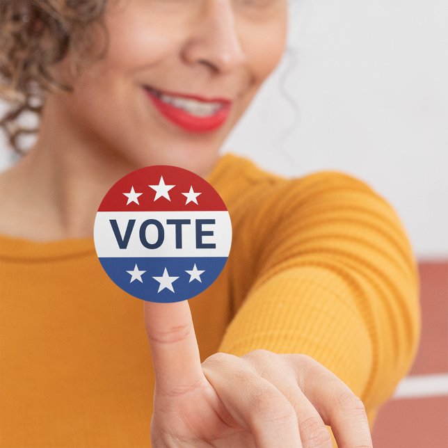 Adesivo Redondo Votar Eleições Vermelhas e Azuis (Criador carregado)