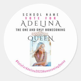Adesivo Redondo Votar Foto do HOCO Rainha Rosa Rosa