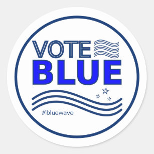 Adesivo Redondo Votar Mensagem Azul de Campanha Eleitoral Política