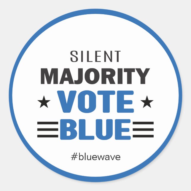 Adesivo Redondo Votar Mensagem da Campanha Eleitoral Política Azul (Frente)