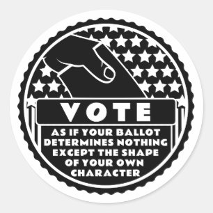 Adesivo Redondo Votar mostra seu caráter -- Preto & branco