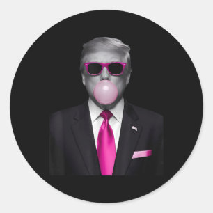 Adesivo Redondo Votar Presidente Engraçado Design Trump Pink Bubbl