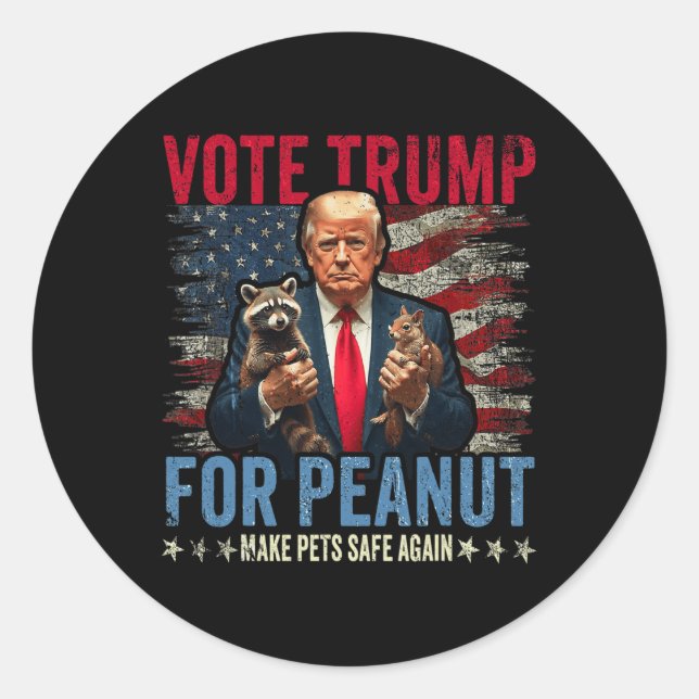Adesivo Redondo Votar Trump Para O Peanut O Esquilo Torna Os Anima (Frente)