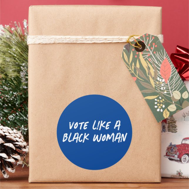 Adesivo Redondo Vote Blue 2024 Como Uma Mulher Negra (Feriado)