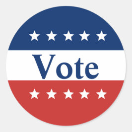Adesivo Redondo Vote branco Vermelho e Azul com Estrelas Patriótic