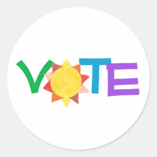 Adesivo Redondo Vote Com Sol / Diversão GOTV / Voto Solar