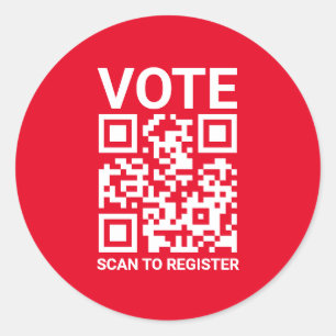 Adesivo Redondo Vote Digitalizar Código QR para registrar texto pe