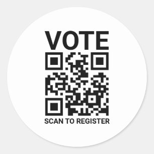 Adesivo Redondo Vote Digitalizar Código QR para registrar texto pe