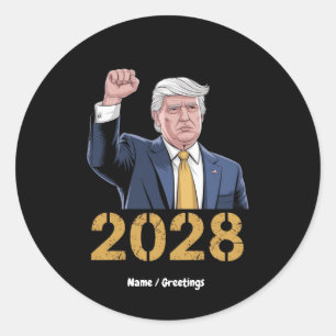 Adesivo Redondo Vote Donald Trump 2028 Pro Trump USA Flag