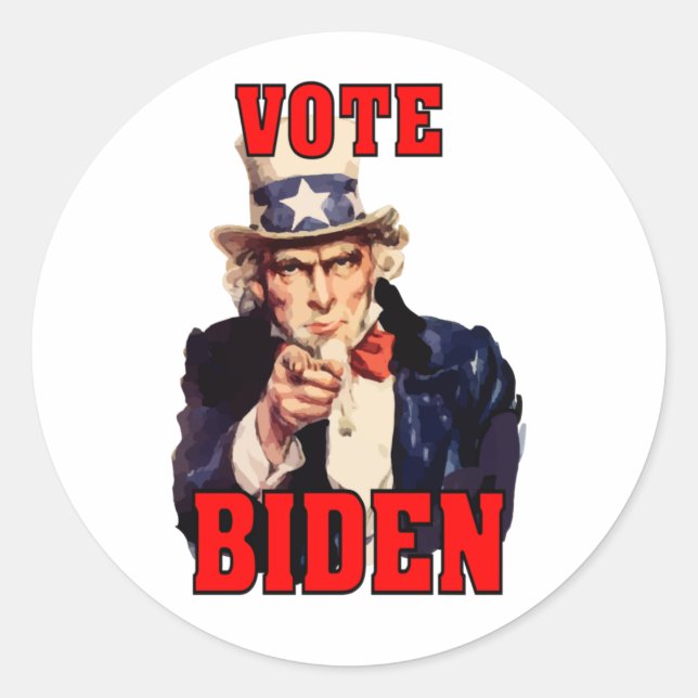 Adesivo Redondo Vote Joe Biden Tio Sam 2024 (Frente)
