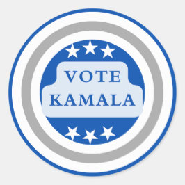 Adesivo Redondo Vote Kamala Harris. Círculo Azul