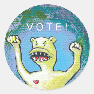 Adesivo Redondo Vote Monster Sticker - Você deve votar!