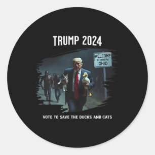 Adesivo Redondo Vote Para Salvar O Pato E Gatos Trump Presidente 2