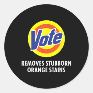 Adesivo Redondo Vote Remove Laranja Stubborn Toca Engraçado Anti-T