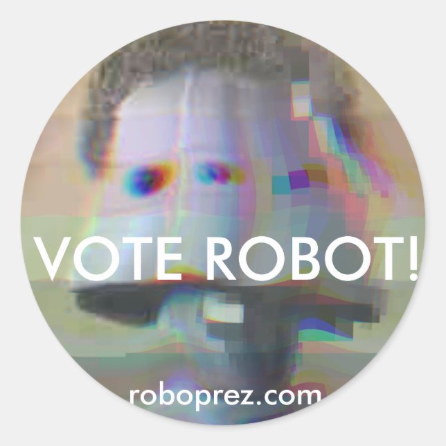 Adesivo Redondo Vote Robot! - Chuck10.1 Sticker (Frente)