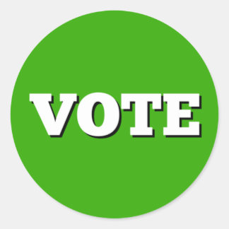 Adesivo Redondo Vote Sticker on Green Background