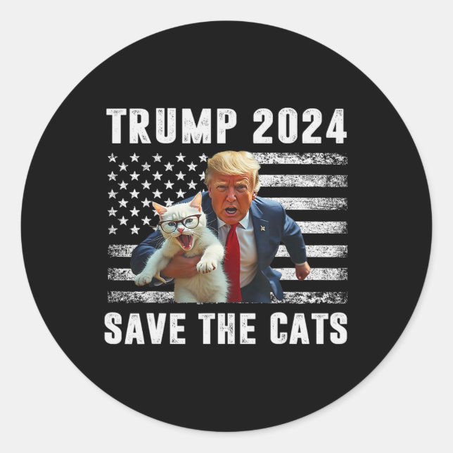 Adesivo Redondo Vote Trump 2025 Funny Save The Cats  (Frente)