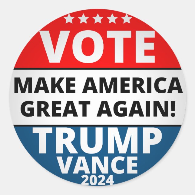 Adesivo Redondo Vote Trump Vance 2024 (Frente)