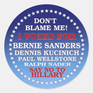 Adesivo Redondo Votei a favor do Bernie!