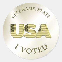 Adesivo Redondo Votei contra a Eleição Elegante Ouro dos EUA