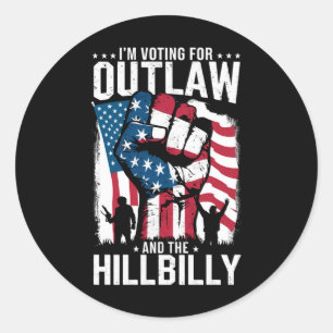 Adesivo Redondo Voto a favor do Outlaw e do Hillbilly 2024