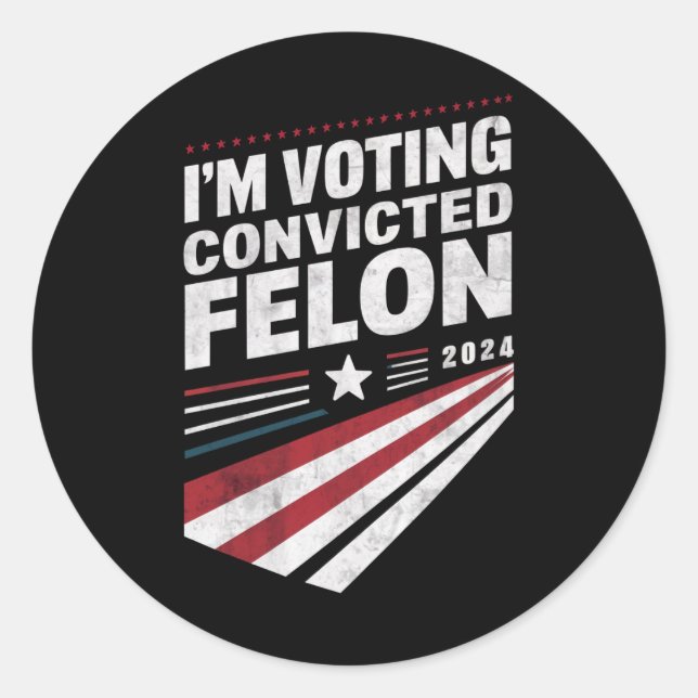 Adesivo Redondo Voto Contra Felon 2024 Trump (Frente)