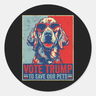 Adesivo Redondo Voto Retro Trump Para Salvar Nossos Animais Trump