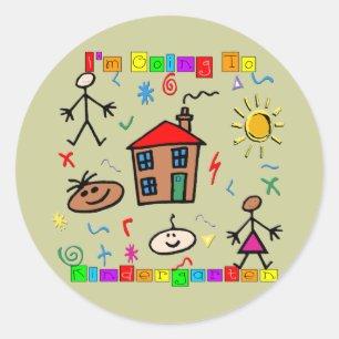 Adesivo Redondo Vou ao jardim de infância