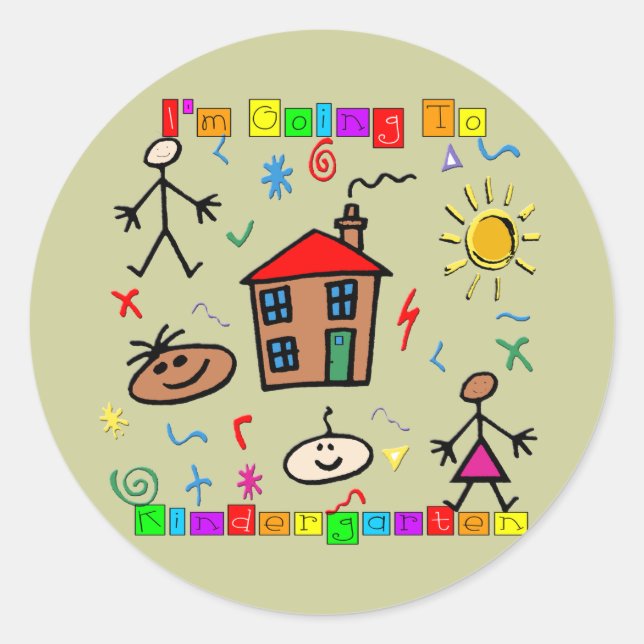 Adesivo Redondo Vou ao jardim de infância (Frente)