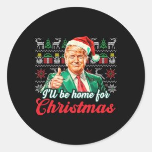 Adesivo Redondo Vou Chegar Para O Natal, Engraçado Xmas Pajamas