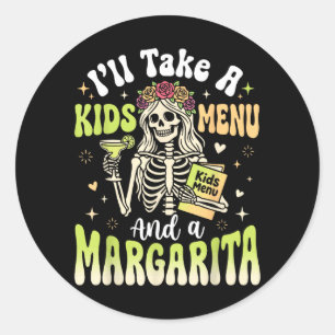 Adesivo Redondo Vou pedir um menu infantil e uma margarita