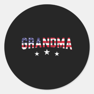 Adesivo Redondo Vovó Bandeira Americana 4 De Julho Estrelas Vintag
