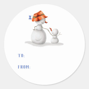 Adesivo Redondo Vovó Bonita Snowman Natal Para De