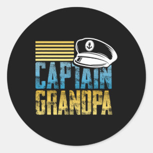 Adesivo Redondo Vovô Capitão - Navegando Capitão Chapéu - Amante d