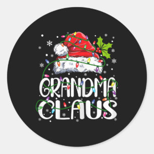 Adesivo Redondo Vovó Claus Natal Luzes Pajama Combate Familiar