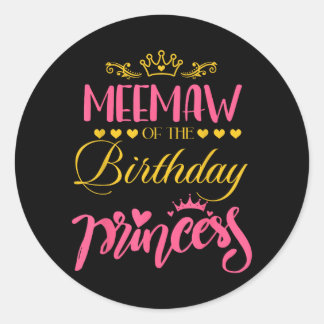 Adesivo Redondo Vovó da Menina Princesa de Aniversário Natal