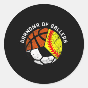 Adesivo Redondo Vovó De Ballers Diversão De Futebol De Softball Ba