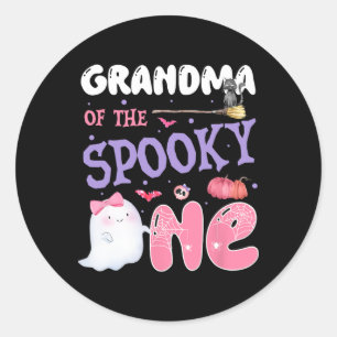 Adesivo Redondo Vovó De Halloween De Um primeiro aniversario Spook