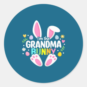 Adesivo Redondo Vovó de Páscoa Bunny Nana Feliz