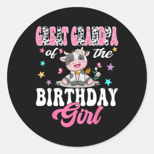 Adesivo Redondo Vovô excelente Da Garota De Aniversário, Vaca De 1