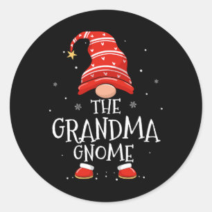 Adesivo Redondo Vovó Gnomo Família Xmas Correspondendo Engraçado N